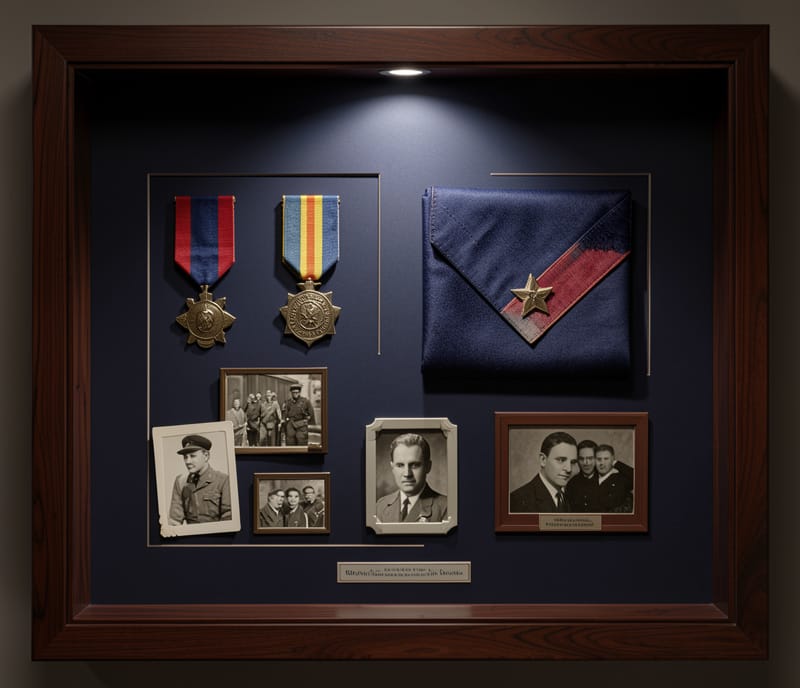 Custom shadow box with memorabilia
